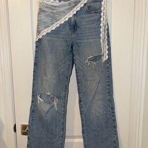 Garage Wide Leg Distressed Jeans Size 3 Light Wash Denim
